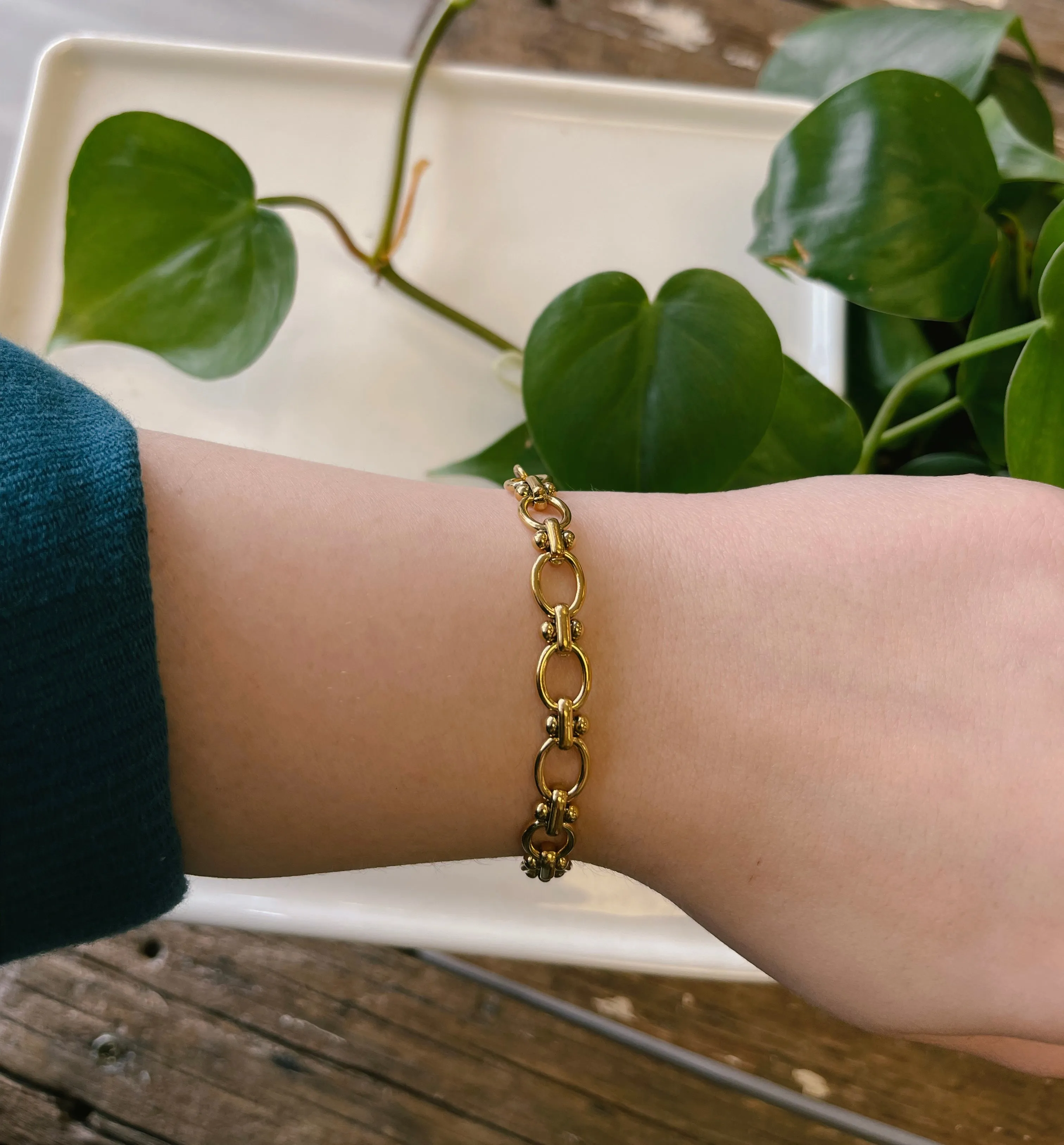 Gold Plated Adjustable Open Bracelet