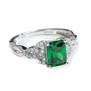 Green Crystal Celtic Trinity Ring