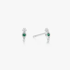 Green Gem Freya Studs in Silver