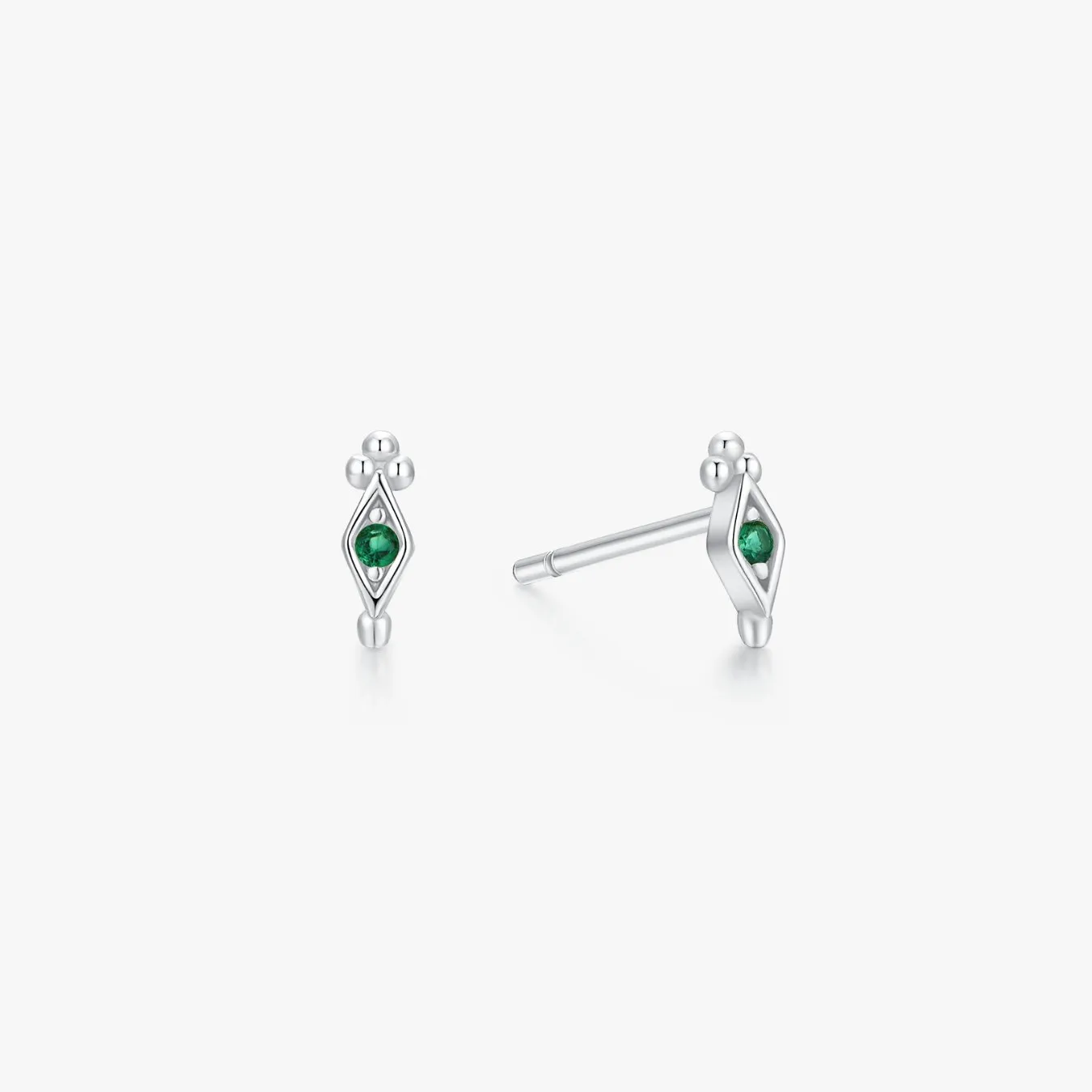 Green Gem Freya Studs in Silver