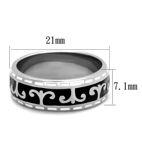 High polished (no plating) Stainless Steel Ring with Epoxy in Jet for Women Style TK2154