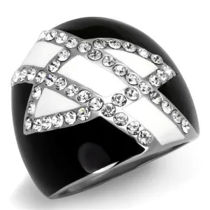 High polished (no plating) Stainless Steel Ring with Top Grade Crystal in Clear for Women Style TK2211