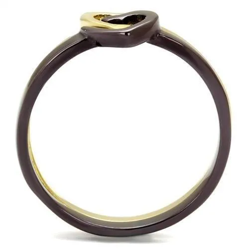 IP Gold & IP Dark Brown (IP coffee) Stainless Steel Ring with No Stone for Women Style TK2548