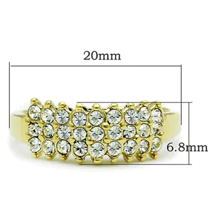 IP Gold(Ion Plating) Stainless Steel Ring with Top Grade Crystal in Clear for Women Style TK1384