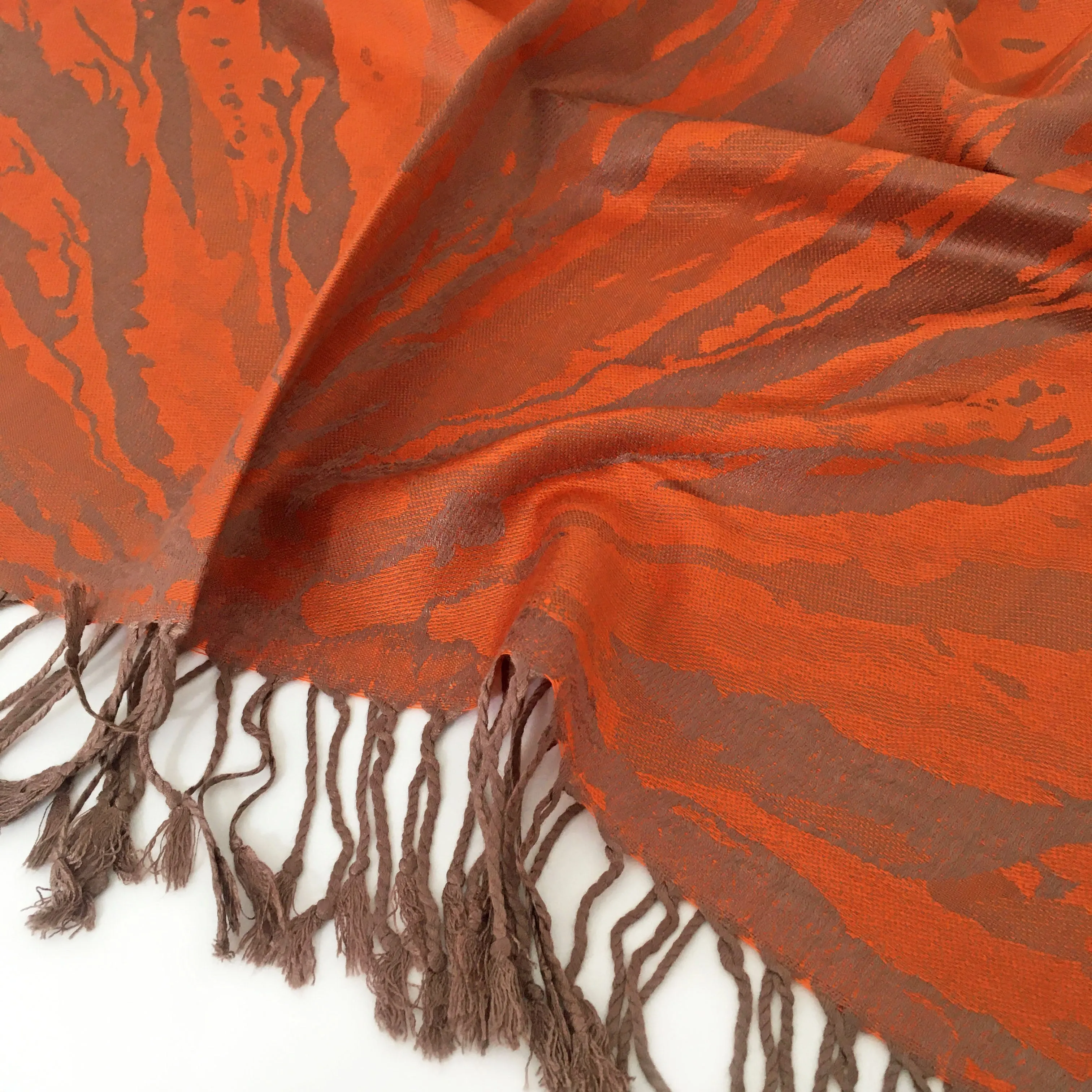 LARGE ORANGE ZEBRA PRINT REVERSIBLE PASHMINA SHAWL SCARF