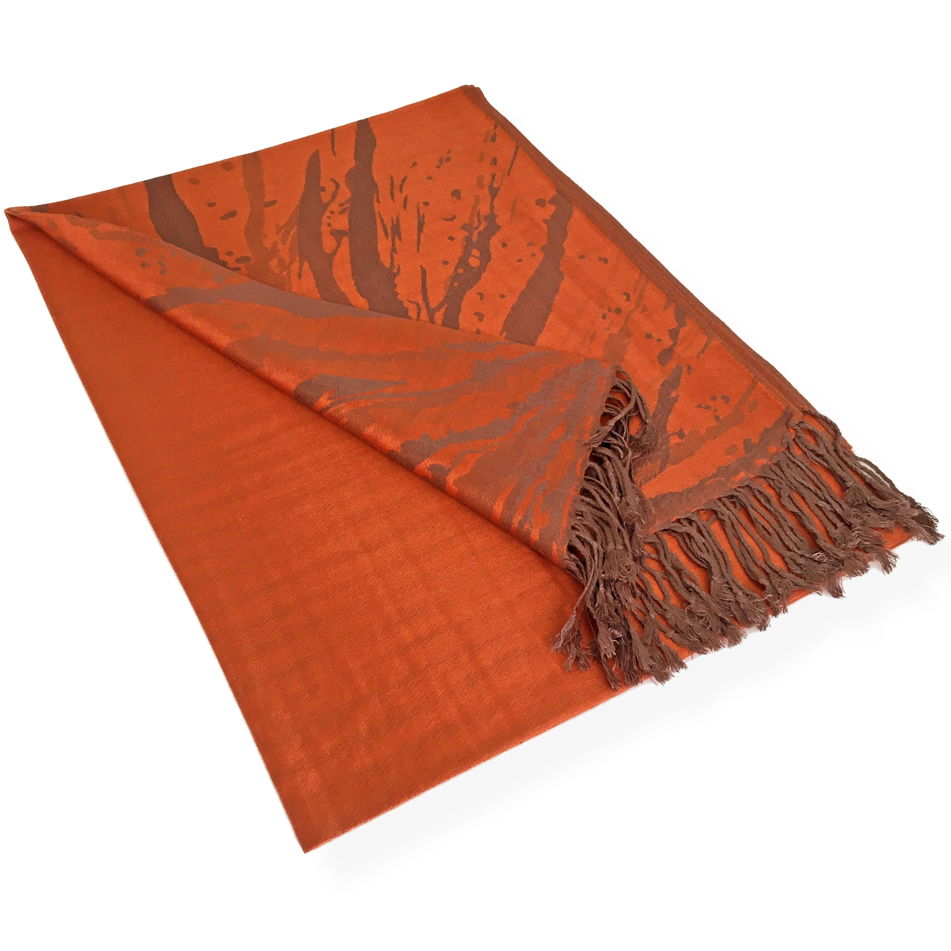 LARGE ORANGE ZEBRA PRINT REVERSIBLE PASHMINA SHAWL SCARF