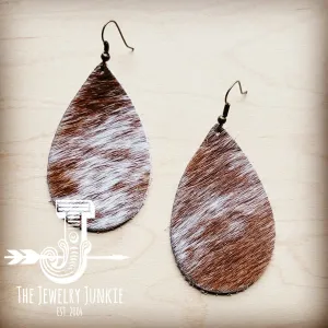 Leather Teardrop Earrings Speckled Hair-on-Hide 214L