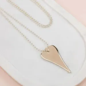 Long Gold Flat Heart Necklace**