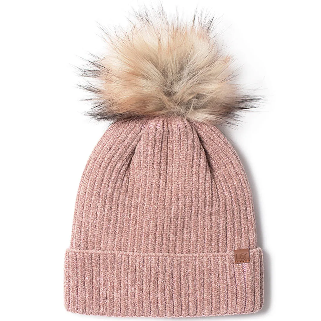 Luxury Chenille Beanie for Women with Plush Lining