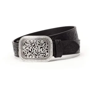 M&F Floral Black Embossed Belt