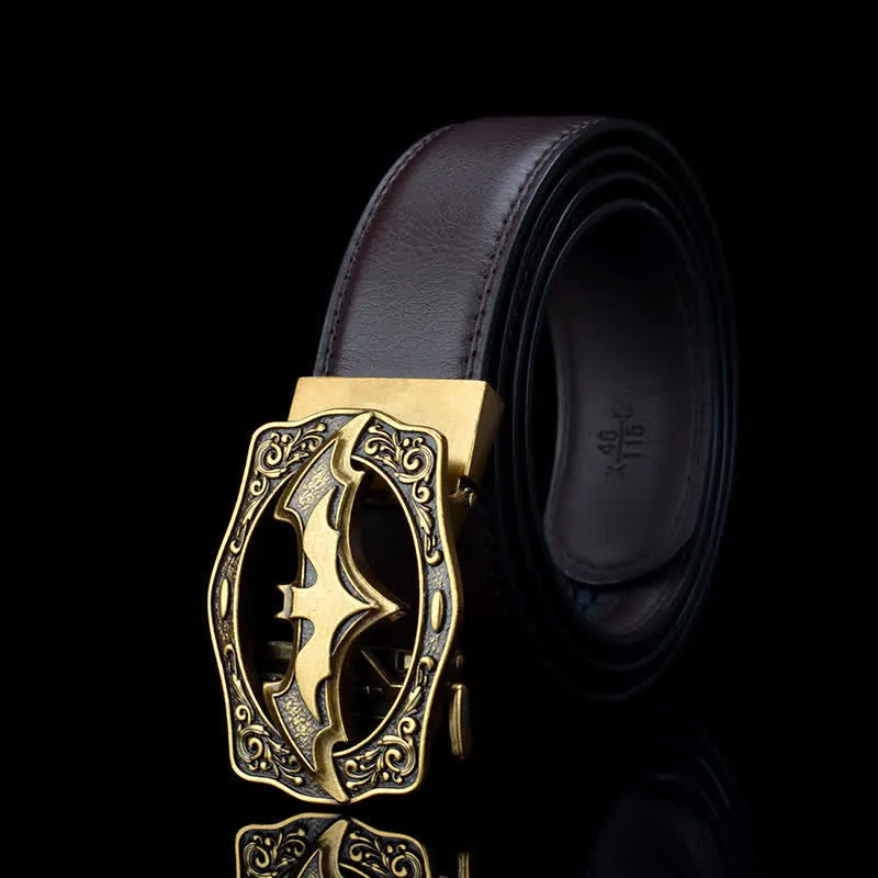 Men's Bat Hollow Buckle Leather Belt