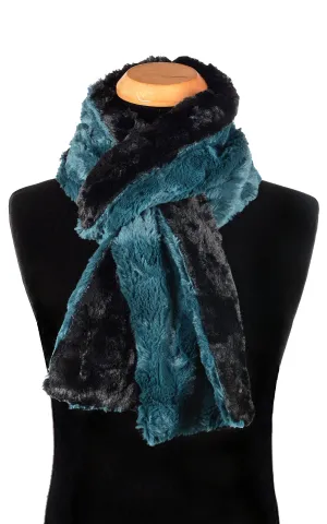 Men's Classic Scarf - Two-Tone, Luxury Faux Fur in Peacock Pond