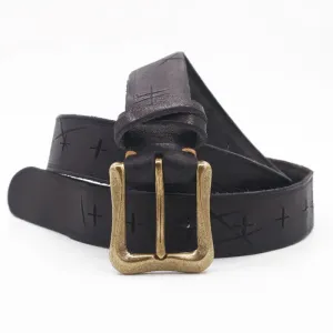 Men's Personality Hand-Cutting Cross Design Leather Belt