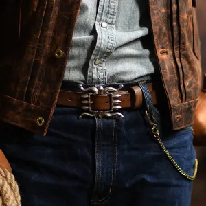 Men's Punk Trendy Cool Octopus Buckle Leather Belt