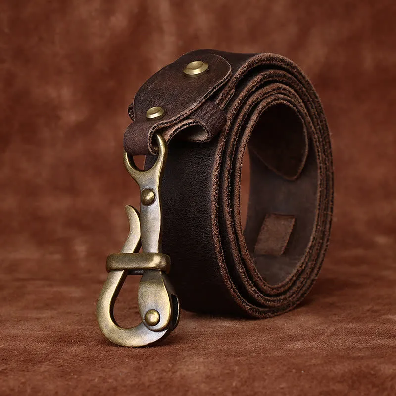 Men's Retro Distressed Hook Buckle Cavalry Leather Belt