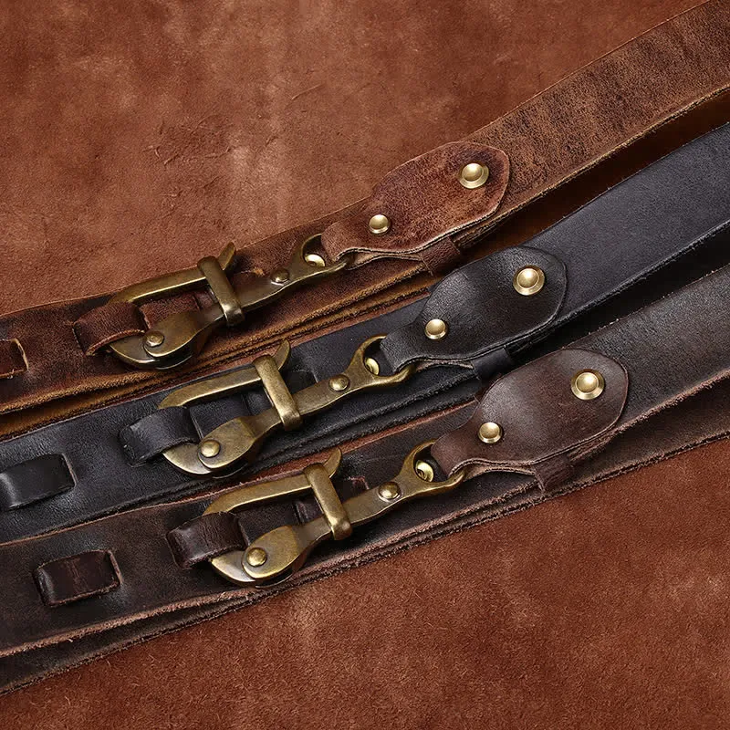 Men's Retro Distressed Hook Buckle Cavalry Leather Belt