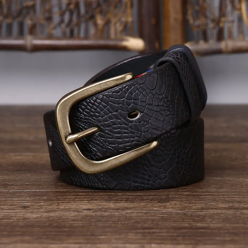 Men's Serpentine Snakeskin Grain Leather Belt