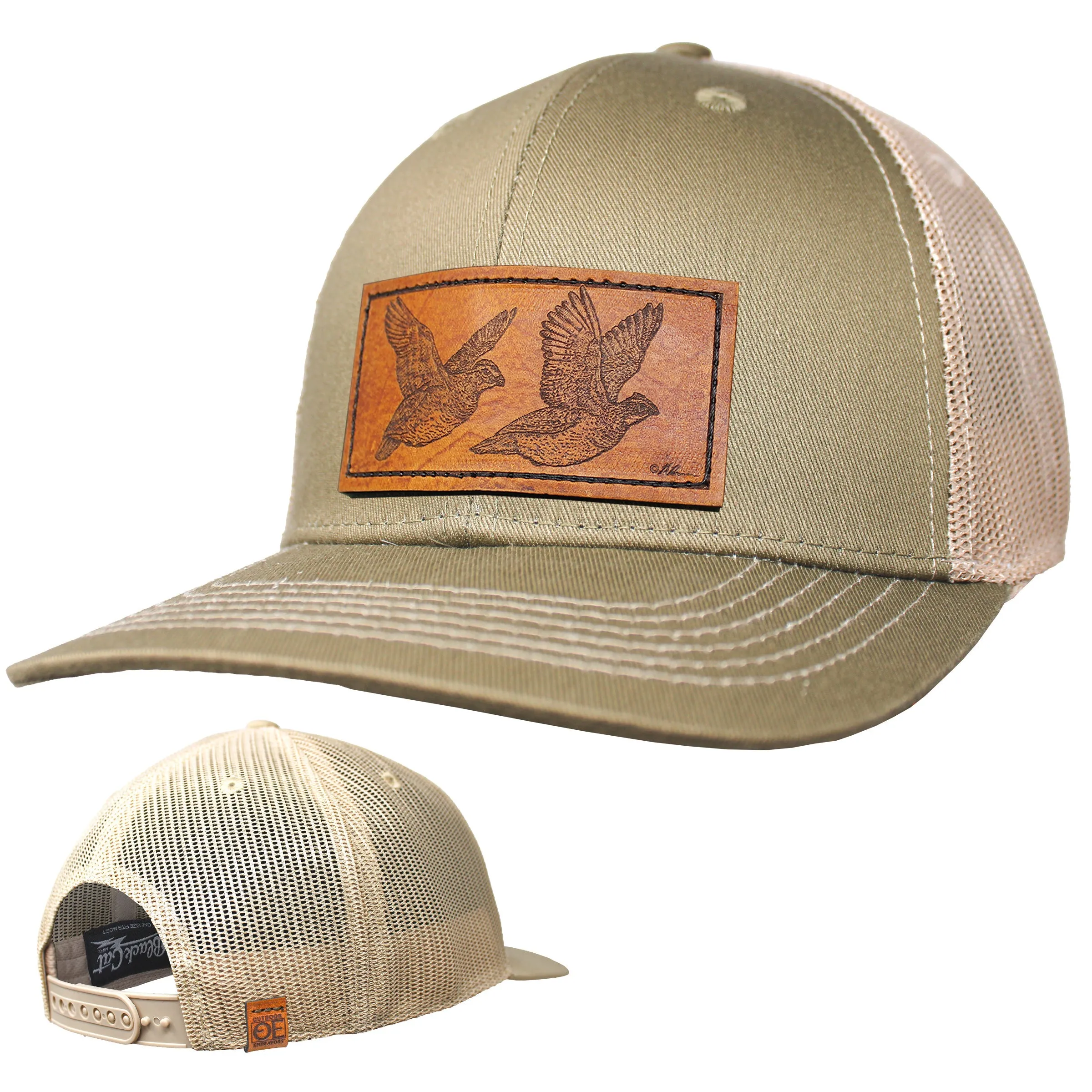 OE - Performance Trucker Hat - Quail Leather Patch