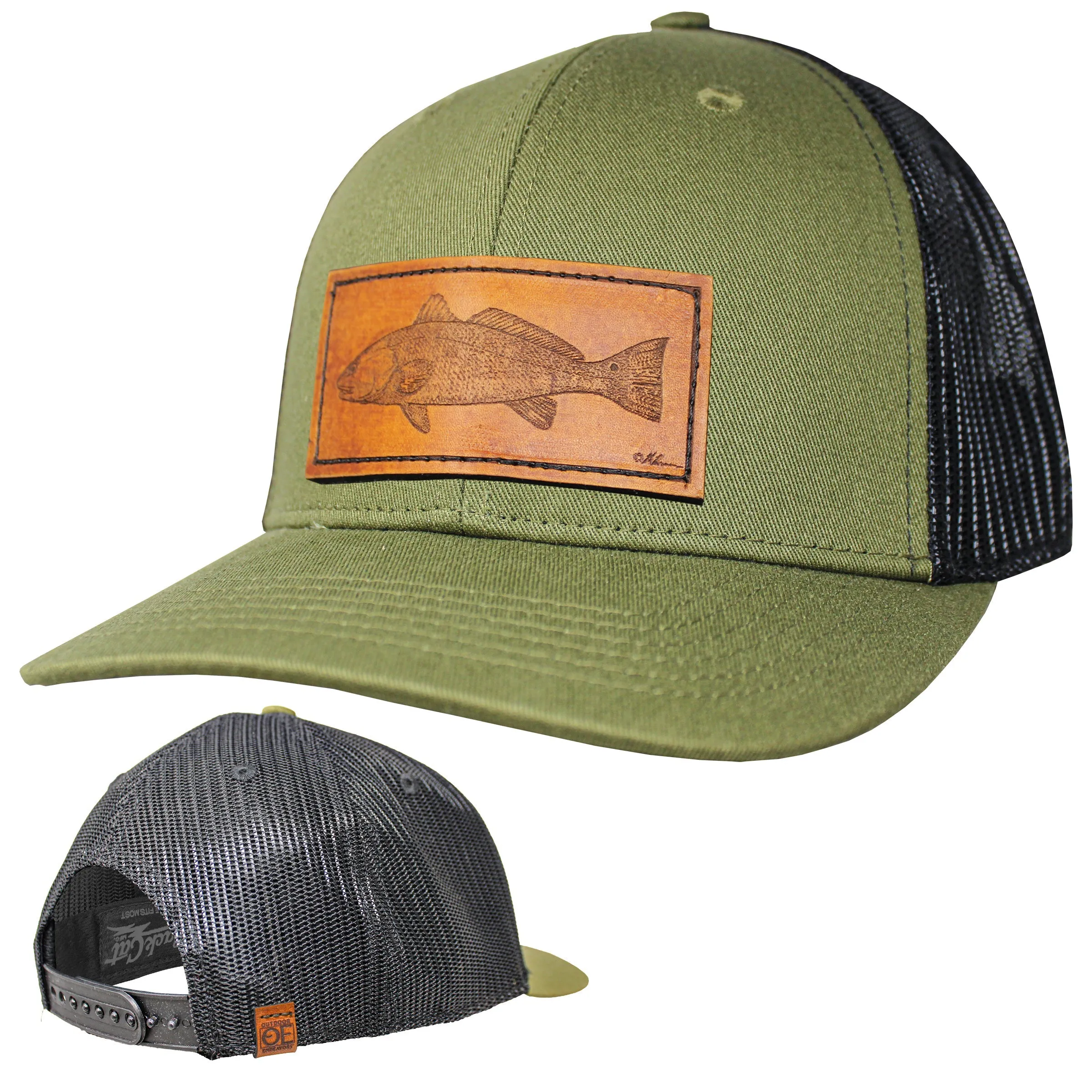 OE - Performance Trucker Hat - Redfish Leather Patch