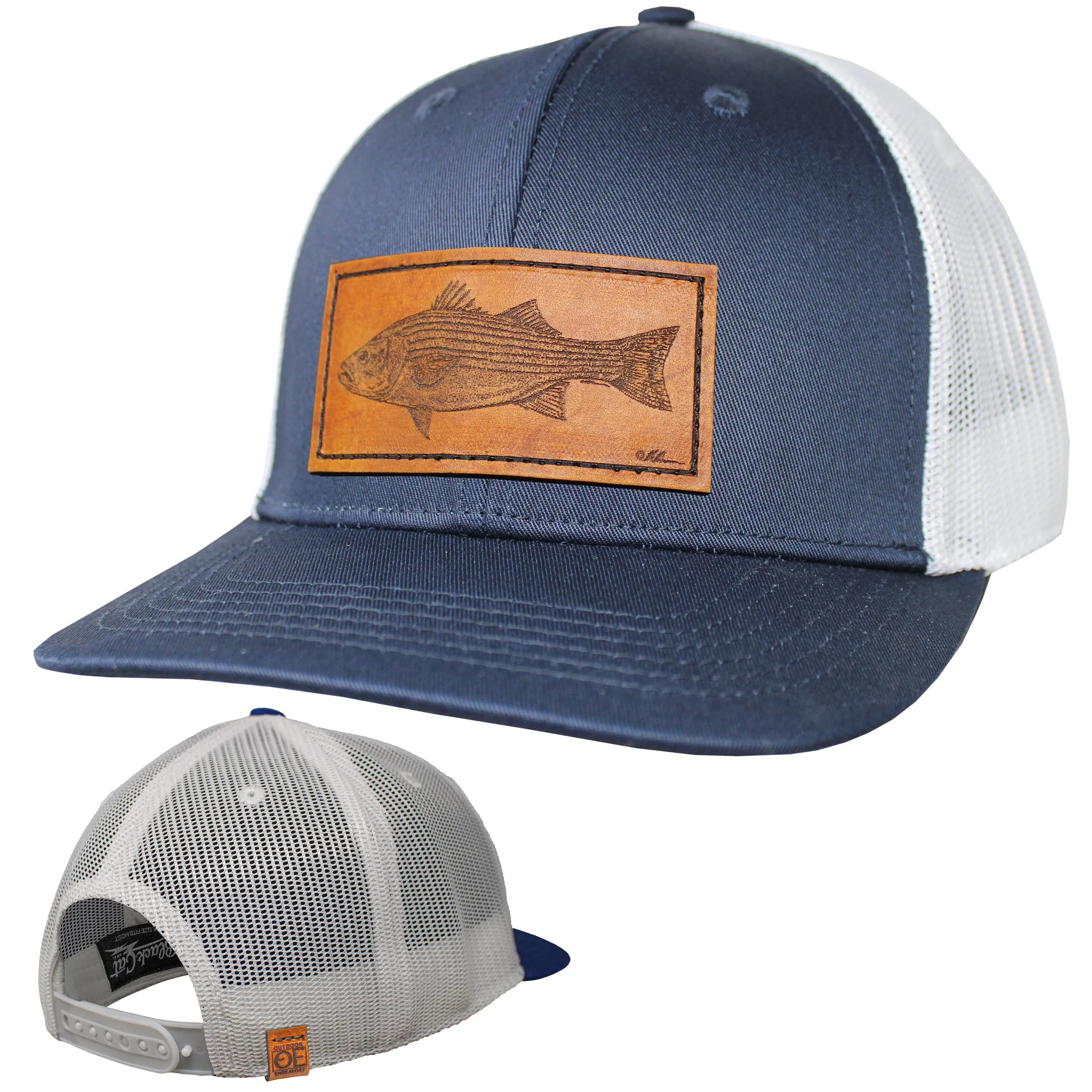 OE - Performance Trucker Hat - Striper Bass Leather Patch