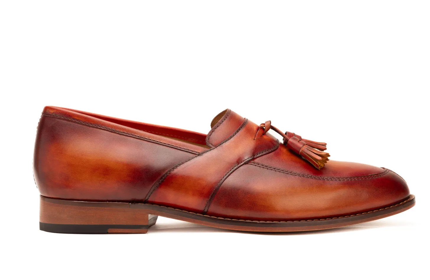 Patina Split Toe Apron Tassel Loafer