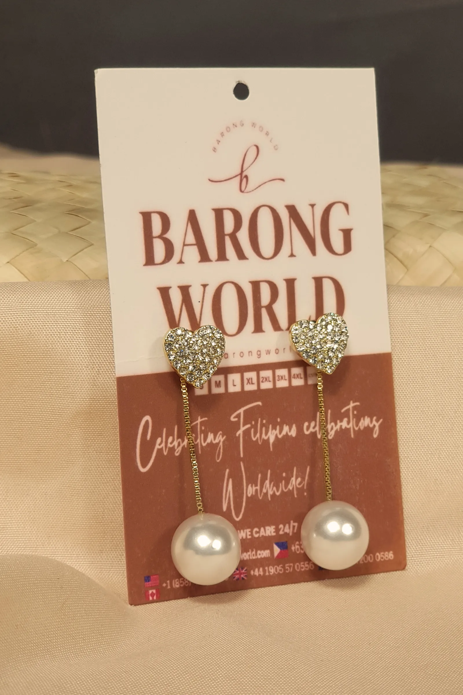 Pearl Puso Diamond- Inlaid Elegance Pair Earrings Filipiniana - LZ013