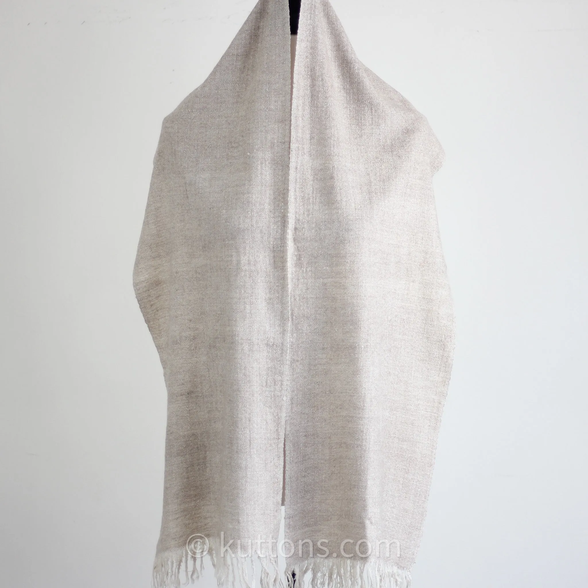 Pure Bliss from Ladakh - Handwoven 100% Pashmina Cashmere Muffler - Soft, Sustainable Luxury | Cream, 12x66"