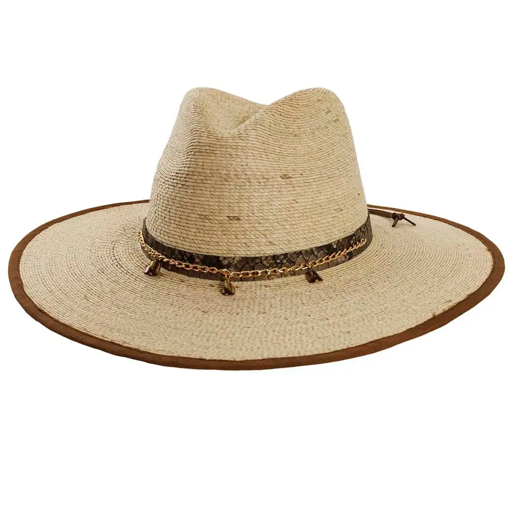 Python | Womens Wide Brim Palm Straw Sun Hat