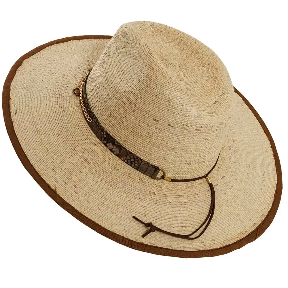 Python | Womens Wide Brim Palm Straw Sun Hat