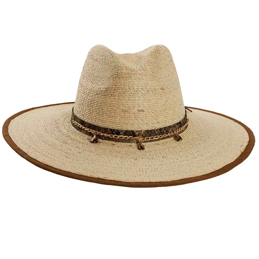 Python | Womens Wide Brim Palm Straw Sun Hat