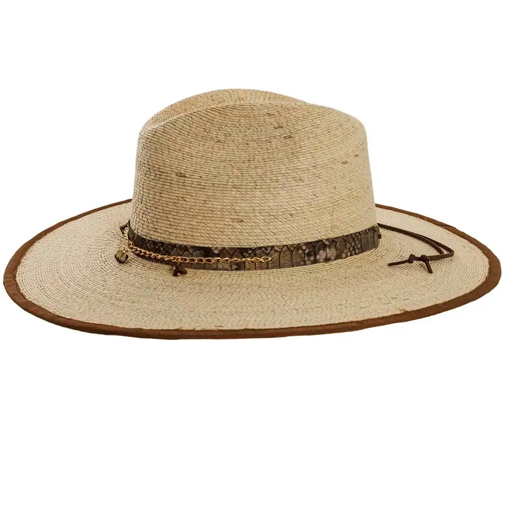 Python | Womens Wide Brim Palm Straw Sun Hat