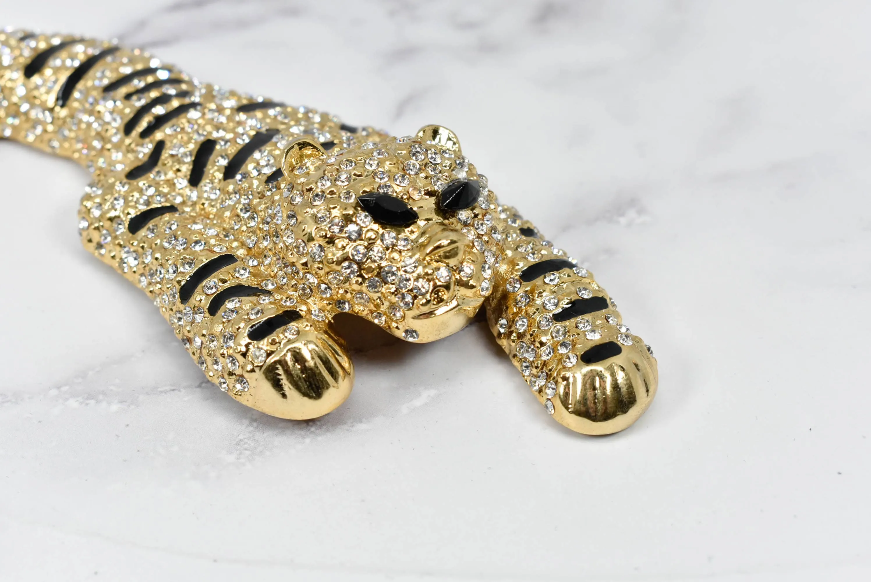 Rhinestone Cheetah Applique Buckle 7 3/4" x 2" - 1 Piece