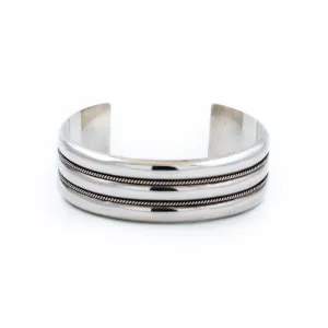 Ribbed Sterling Silver Cuff