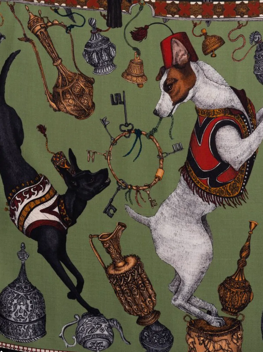 Sabina Savage "The Dogs' Treasure" Silk Scarf