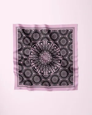 SERENITY BLACK PINK Mandala Designer 100% Silk Scarf