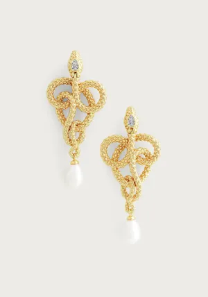 Serpent Pearl Drop Earrings