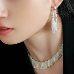 Silver Mini Chain Tassel Earrings