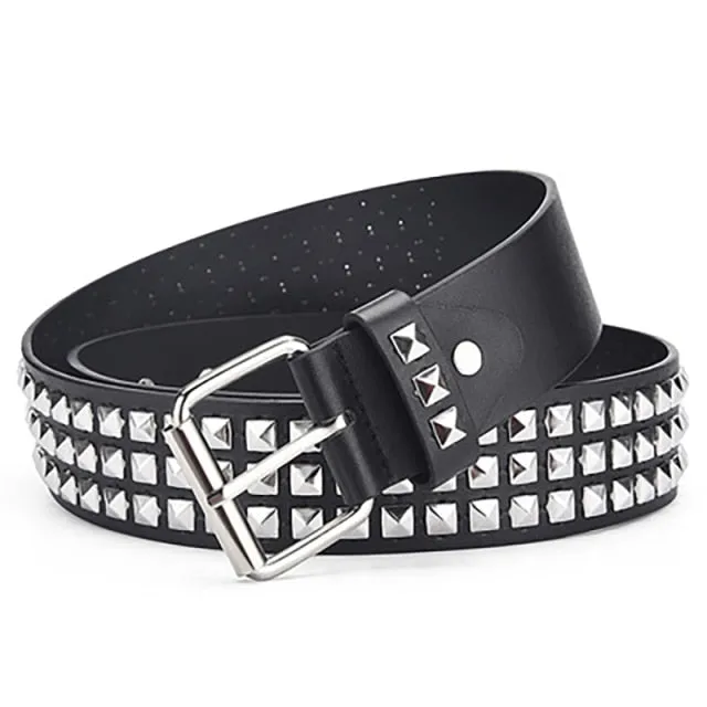 Square Bead Rivet Belt Metal Pyramid Straps Women Waist Belts