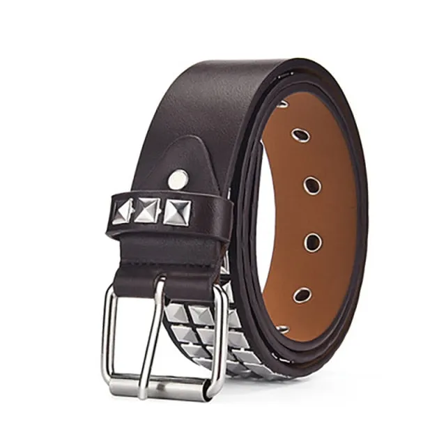 Square Bead Rivet Belt Metal Pyramid Straps Women Waist Belts