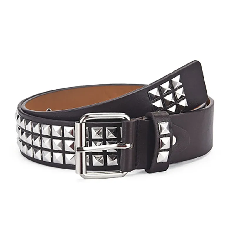 Square Bead Rivet Belt Metal Pyramid Straps Women Waist Belts