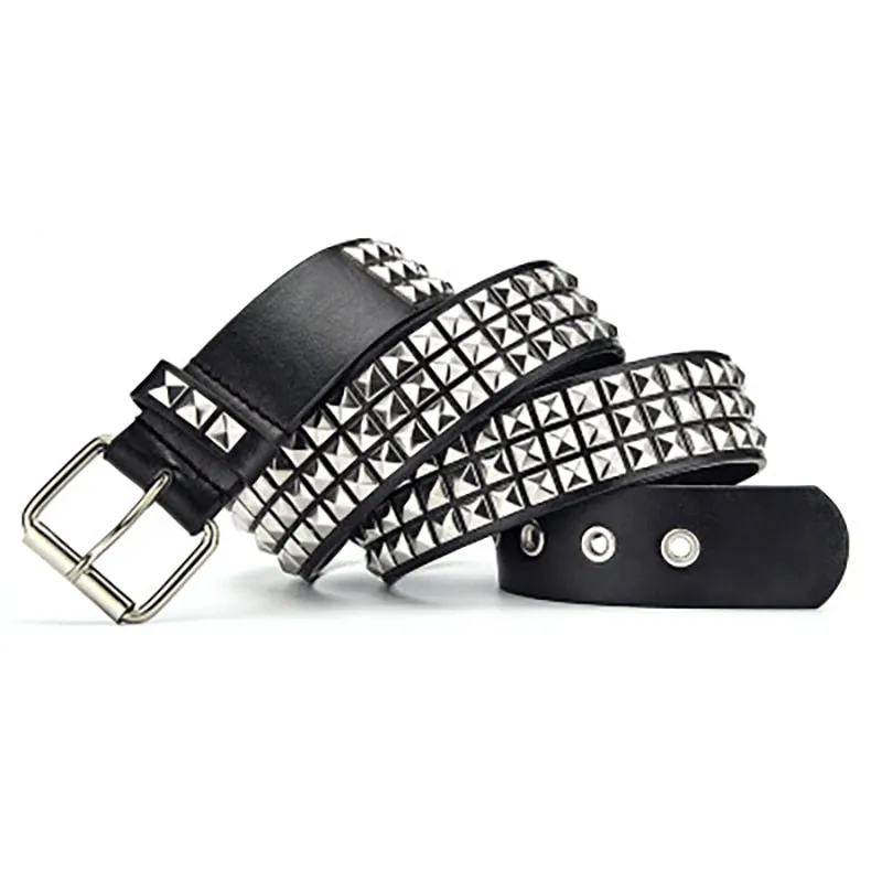 Square Bead Rivet Belt Metal Pyramid Straps Women Waist Belts