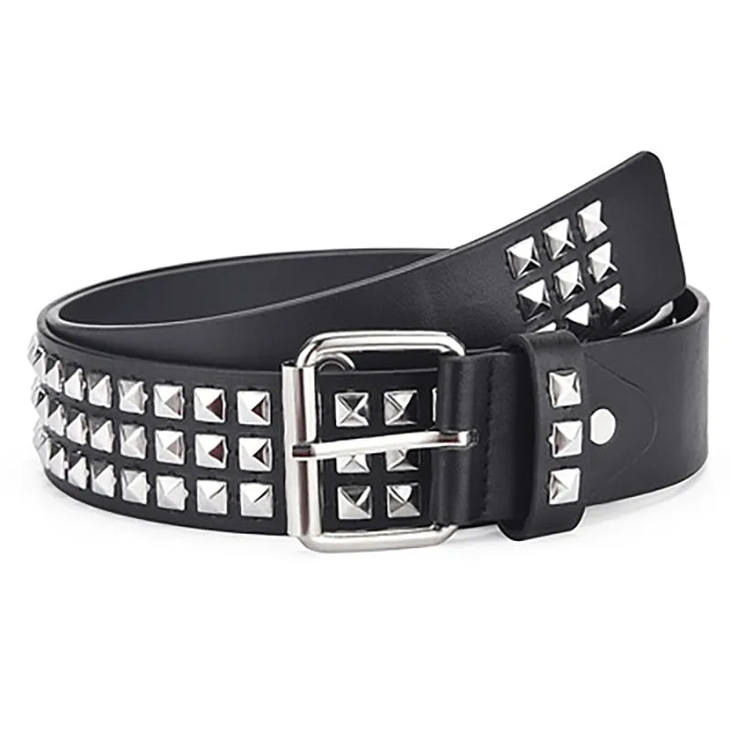 Square Bead Rivet Belt Metal Pyramid Straps Women Waist Belts