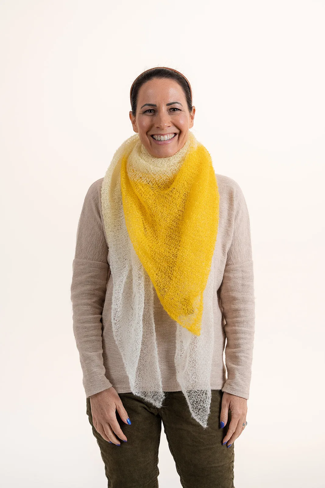 Super Fine Square Mohair Scarf - Yellow