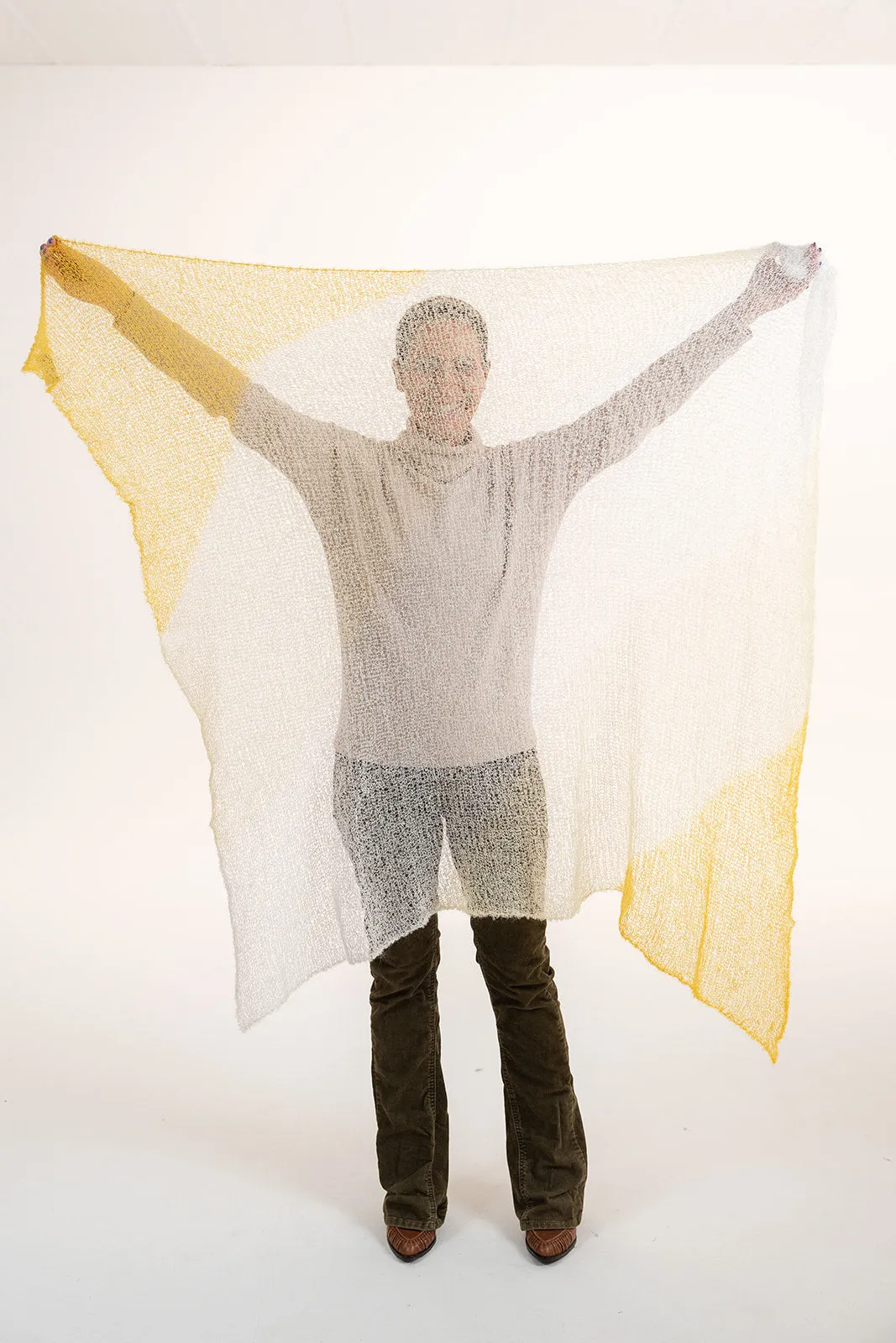 Super Fine Square Mohair Scarf - Yellow