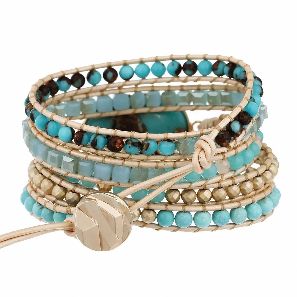 Turquoise & Gold Beaded Bracelet