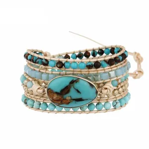 Turquoise & Gold Beaded Bracelet