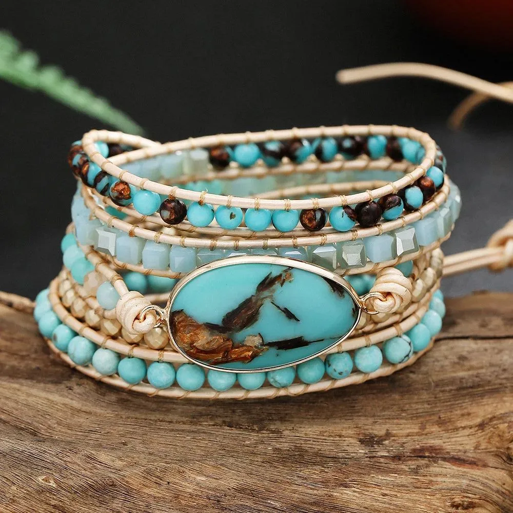 Turquoise & Gold Beaded Bracelet