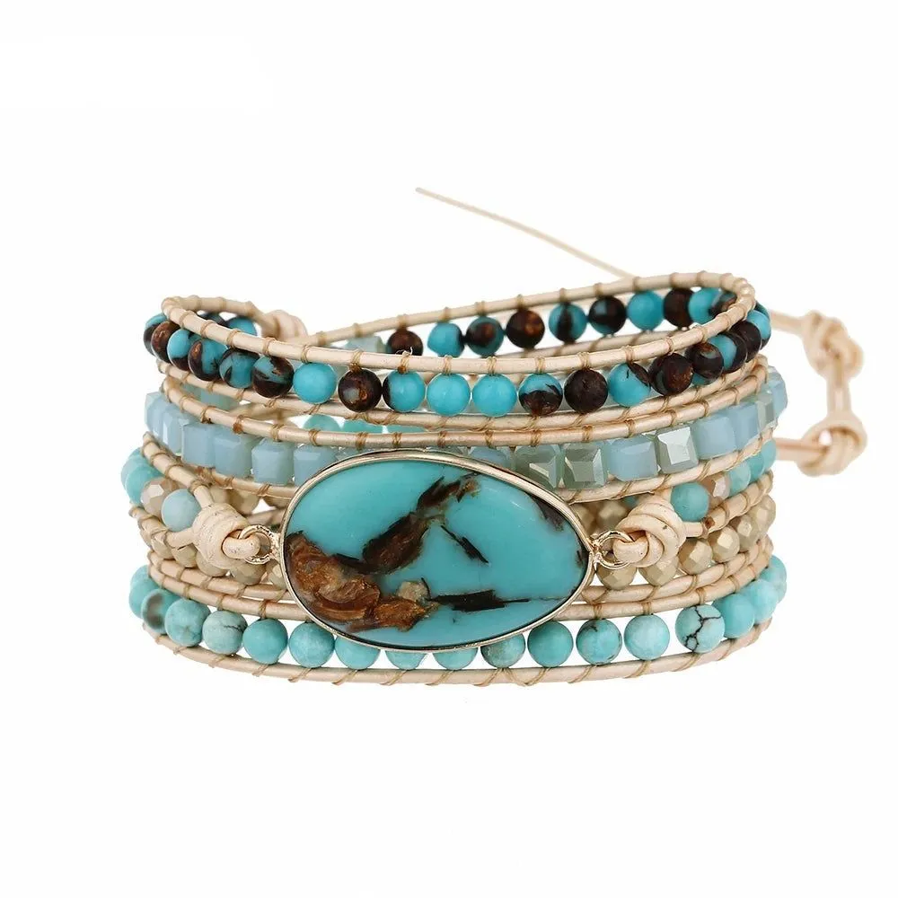 Turquoise & Gold Beaded Bracelet