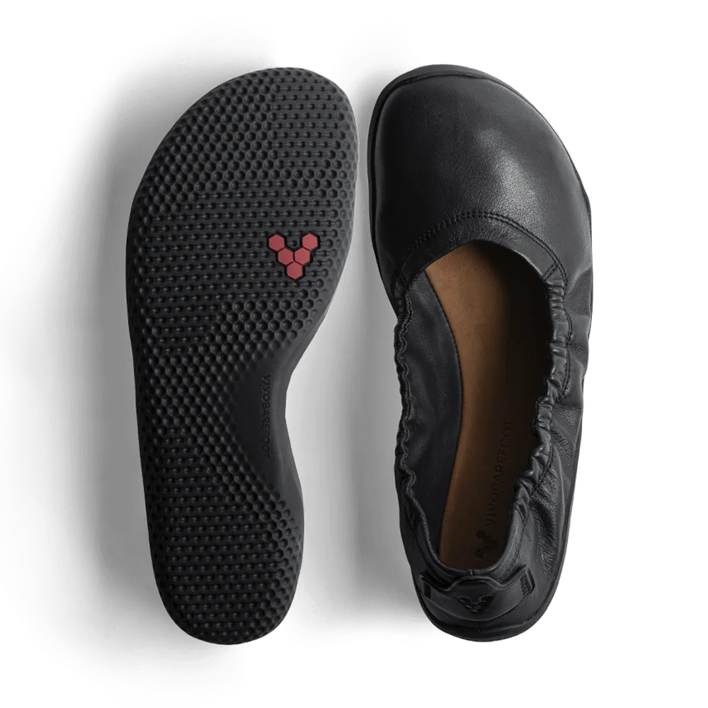 Vivobarefoot Primus Asana Yin Ballerina Leather Womens Obsidian