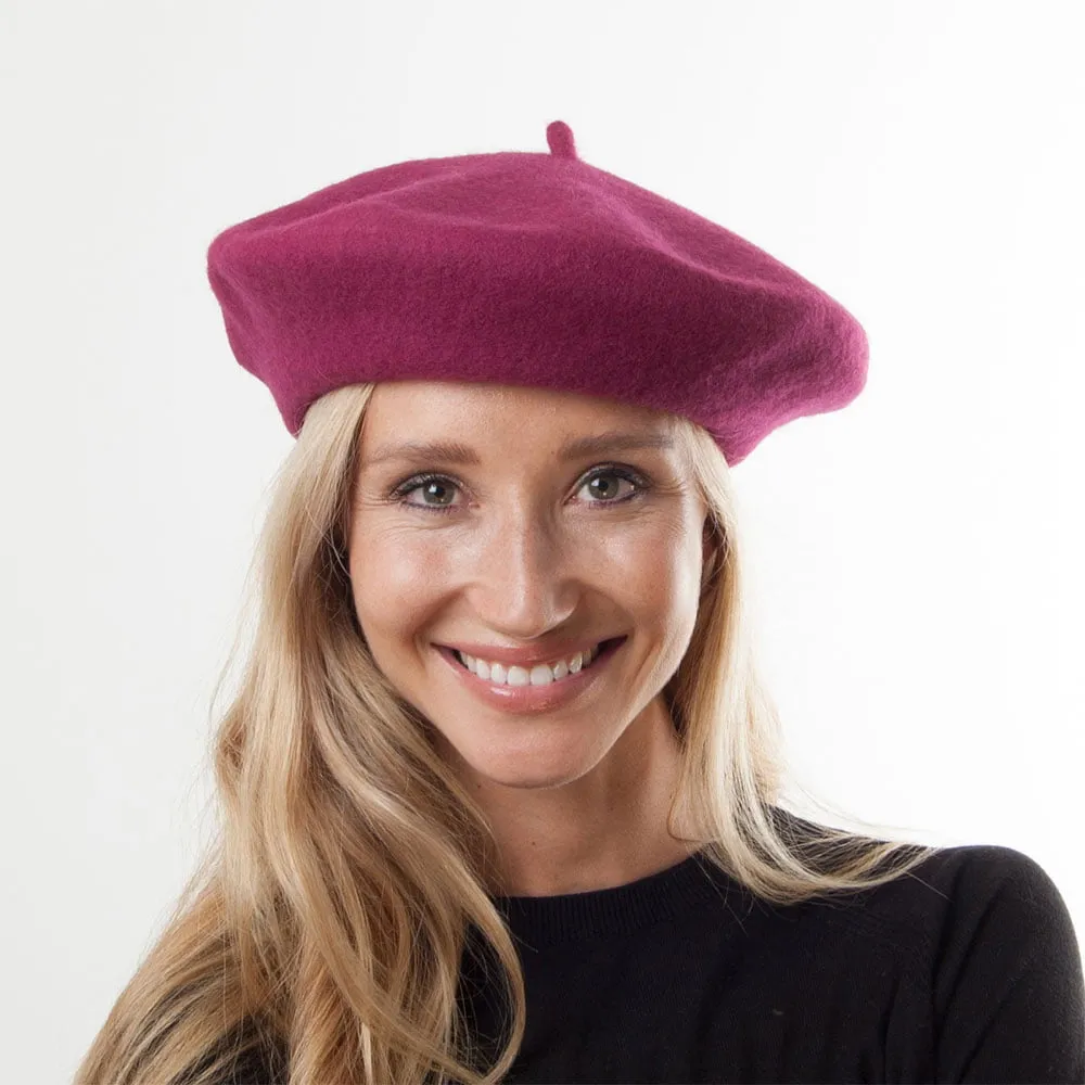 Wool Beret Raspberry - Wholesale Pack - 200 Hats